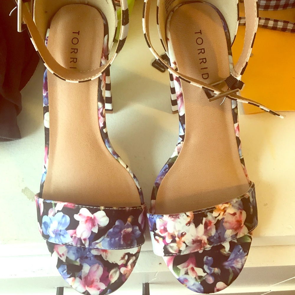 Torrid floral and stripe shoes